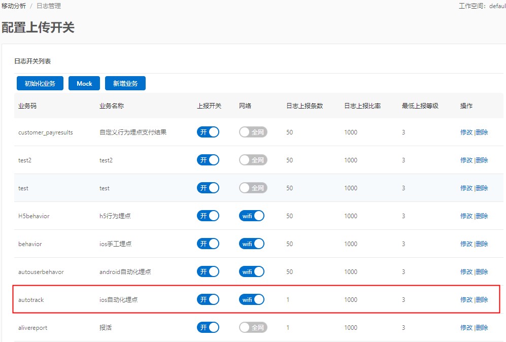 日志上报开关